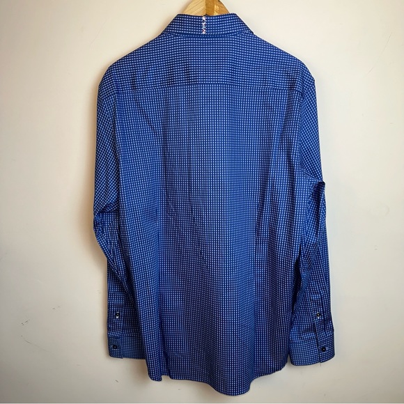 Robert Graham Men's Gingham Tailor Fit Button Up Floral Inlay Blue Size 2XL - Picture 7 of 14